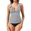 imageYonique Womens Two Piece Swimsuits Ruffle Flounce Tankini Tummy Control Bathing Suits V Neck SwimwearBlackwhite Striped