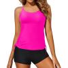 imageYonique Two Piece Tankini Swimsuits for Women with Shorts Athletic Bathing Suits Tummy Control Swimwear Pink L