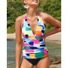 imageYonique Womens Two Piece Swimsuits Tummy Control Tankini Plus Size Bathing Suit Halter V Neck SwimwearColor Block