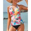 imageYonique Womens Two Piece Swimsuits Tummy Control Tankini Plus Size Bathing Suit Halter V Neck SwimwearColorful Floral