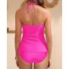 imageYonique Womens Two Piece Swimsuits Tummy Control Tankini Plus Size Bathing Suit Halter V Neck SwimwearHot Pink