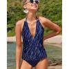 imageYonique Womens Two Piece Swimsuits Tummy Control Tankini Plus Size Bathing Suit Halter V Neck SwimwearNavy Blue Stripes