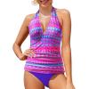 imageYonique Womens Two Piece Swimsuits Tummy Control Tankini Plus Size Bathing Suit Halter V Neck SwimwearPurple Tribal