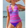 imageYonique Womens Two Piece Swimsuits Tummy Control Tankini Plus Size Bathing Suit Halter V Neck SwimwearPurple Tribal