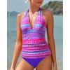 imageYonique Womens Two Piece Swimsuits Tummy Control Tankini Plus Size Bathing Suit Halter V Neck SwimwearPurple Tribal