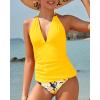 imageYonique Womens Two Piece Swimsuits Tummy Control Tankini Plus Size Bathing Suit Halter V Neck SwimwearYellow Floral