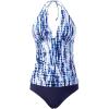 imageYonique Womens Two Piece Swimsuits Tummy Control Tankini Plus Size Bathing Suit Halter V Neck SwimwearTie Dye and Blue