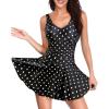 imageYonique One Piece Swimsuits for Women Modest Tummy Control Swimdress Vintage Bathing Suits Skirt SwimwearBlack Polka Dot