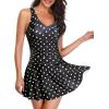 imageYonique One Piece Swimsuits for Women Modest Tummy Control Swimdress Vintage Bathing Suits Skirt SwimwearBlack Polka Dot