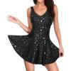 imageYonique One Piece Swimsuits for Women Modest Tummy Control Swimdress Vintage Bathing Suits Skirt SwimwearBlack Star
