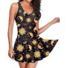 imageYonique One Piece Swimsuits for Women Modest Tummy Control Swimdress Vintage Bathing Suits Skirt SwimwearBlack Sun and Moon