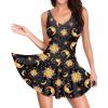 imageYonique One Piece Swimsuits for Women Modest Tummy Control Swimdress Vintage Bathing Suits Skirt SwimwearBlack Sun and Moon