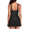 imageYonique One Piece Swimsuits for Women Modest Tummy Control Swimdress Vintage Bathing Suits Skirt SwimwearBlack and Leopard