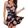 imageYonique One Piece Swimsuits for Women Modest Tummy Control Swimdress Vintage Bathing Suits Skirt SwimwearBlackPink