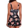 imageYonique One Piece Swimsuits for Women Modest Tummy Control Swimdress Vintage Bathing Suits Skirt SwimwearBlackPink