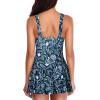 imageYonique One Piece Swimsuits for Women Modest Tummy Control Swimdress Vintage Bathing Suits Skirt SwimwearBlue Floral