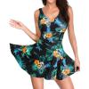 imageYonique One Piece Swimsuits for Women Modest Tummy Control Swimdress Vintage Bathing Suits Skirt SwimwearFloral and Leaves