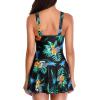imageYonique One Piece Swimsuits for Women Modest Tummy Control Swimdress Vintage Bathing Suits Skirt SwimwearFloral and Leaves