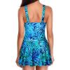 imageYonique One Piece Swimsuits for Women Modest Tummy Control Swimdress Vintage Bathing Suits Skirt SwimwearGreen Leaves