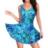 imageYonique One Piece Swimsuits for Women Modest Tummy Control Swimdress Vintage Bathing Suits Skirt SwimwearGreen Leaves