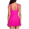 imageYonique One Piece Swimsuits for Women Modest Tummy Control Swimdress Vintage Bathing Suits Skirt SwimwearHot Pink