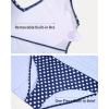imageYonique One Piece Swimsuits for Women Modest Tummy Control Swimdress Vintage Bathing Suits Skirt SwimwearNavy Blue Polka Dot