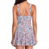 imageYonique One Piece Swimsuits for Women Modest Tummy Control Swimdress Vintage Bathing Suits Skirt SwimwearOrange Floral Print