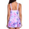 imageYonique One Piece Swimsuits for Women Modest Tummy Control Swimdress Vintage Bathing Suits Skirt SwimwearPink  Tie Dye