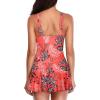 imageYonique One Piece Swimsuits for Women Modest Tummy Control Swimdress Vintage Bathing Suits Skirt SwimwearRed Floral