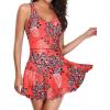 imageYonique One Piece Swimsuits for Women Modest Tummy Control Swimdress Vintage Bathing Suits Skirt SwimwearRed Floral