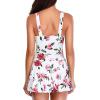imageYonique One Piece Swimsuits for Women Modest Tummy Control Swimdress Vintage Bathing Suits Skirt SwimwearWhite Floral