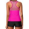 imageYonique Tankini Swimsuits for Women with Shorts Athletic Two Piece Bathing Suits Racerback Tank Tops Swimwear Hot Pink L