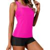 imageYonique Tankini Swimsuits for Women with Shorts Athletic Two Piece Bathing Suits Racerback Tank Tops Swimwear Hot Pink L