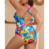imageYonique Women Plus Size One Piece Swimsuit Tummy Control Bathing Suits Lace up Plunge SwimwearColorful Flowers