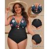 imageYonique Women Plus Size One Piece Swimsuit Tummy Control Bathing Suits Lace up Plunge SwimwearFloral and Black