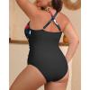 imageYonique Women Plus Size One Piece Swimsuit Tummy Control Bathing Suits Lace up Plunge SwimwearFloral and Black