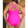 imageYonique Women Plus Size One Piece Swimsuit Tummy Control Bathing Suits Lace up Plunge SwimwearHot Pink
