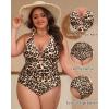 imageYonique Women Plus Size One Piece Swimsuit Tummy Control Bathing Suits Lace up Plunge SwimwearLeopard