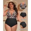 imageYonique Women Plus Size One Piece Swimsuit Tummy Control Bathing Suits Lace up Plunge SwimwearLeopard and Black