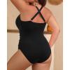 imageYonique Women Plus Size One Piece Swimsuit Tummy Control Bathing Suits Lace up Plunge SwimwearSolid Black