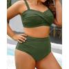 imageYonique Women Plus Size Two Piece Swimsuits High Waisted Bathing Suits Bandeau Bikini Tummy Control SwimwearGreen