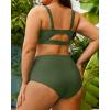 imageYonique Women Plus Size Two Piece Swimsuits High Waisted Bathing Suits Bandeau Bikini Tummy Control SwimwearGreen