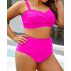 imageYonique Women Plus Size Two Piece Swimsuits High Waisted Bathing Suits Bandeau Bikini Tummy Control SwimwearHot Pink