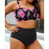 imageYonique Women Plus Size Two Piece Swimsuits High Waisted Bathing Suits Bandeau Bikini Tummy Control SwimwearPink Floral