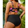 imageYonique Women Plus Size Two Piece Swimsuits High Waisted Bathing Suits Bandeau Bikini Tummy Control SwimwearPink Floral