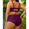 imageYonique Women Plus Size Two Piece Swimsuits High Waisted Bathing Suits Bandeau Bikini Tummy Control SwimwearPurple