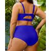 imageYonique Women Plus Size Two Piece Swimsuits High Waisted Bathing Suits Bandeau Bikini Tummy Control SwimwearRoyal Blue