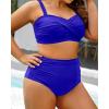 imageYonique Women Plus Size Two Piece Swimsuits High Waisted Bathing Suits Bandeau Bikini Tummy Control SwimwearRoyal Blue
