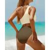 imageYonique Womens One Piece Bathing Suit One Shoulder Swimsuit Cutout Swimwear MonokiniBeige Brown