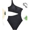imageYonique Womens One Piece Bathing Suit One Shoulder Swimsuit Cutout Swimwear MonokiniBlack